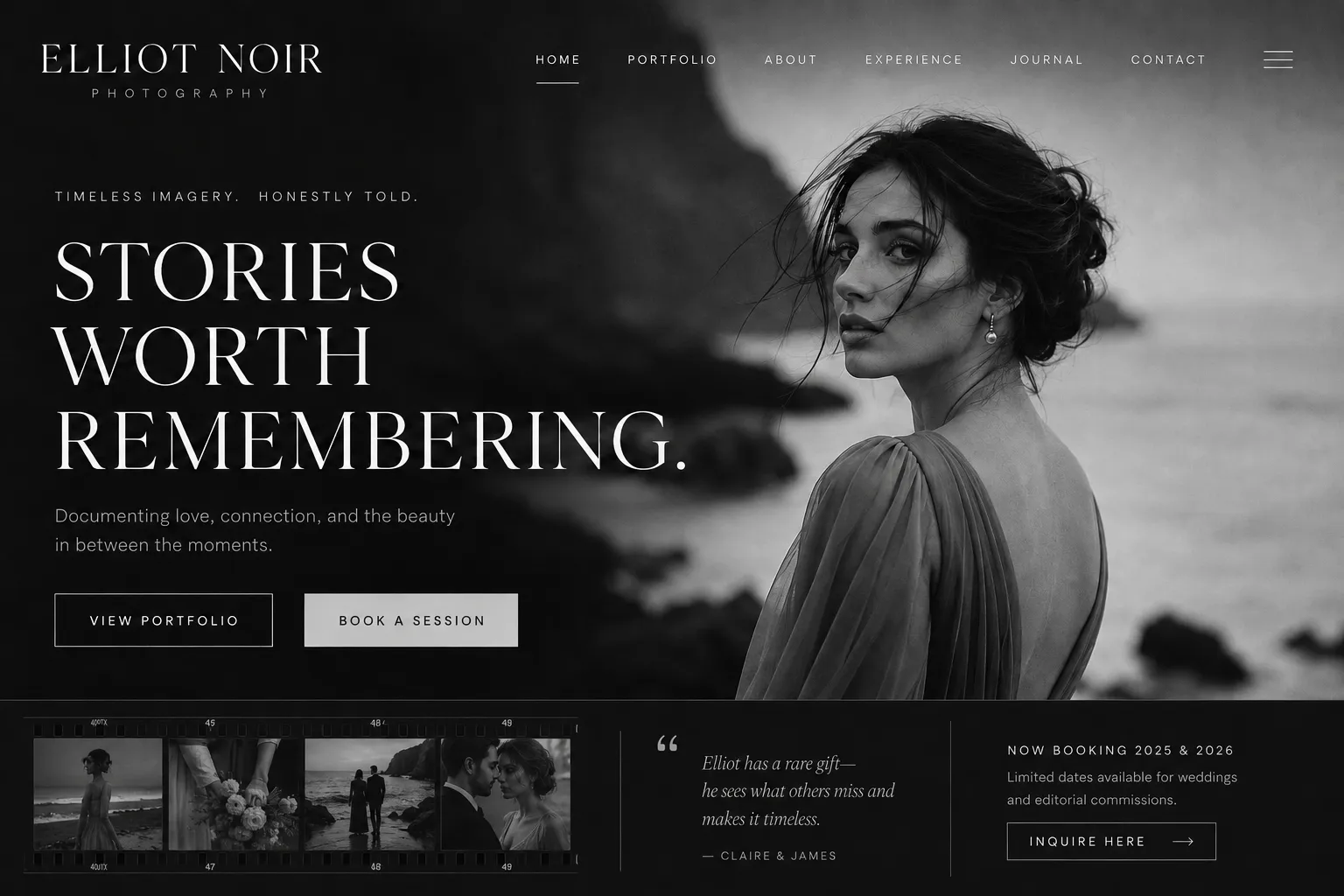 Elliot Noir Photography - photographer concept site by Loudhook