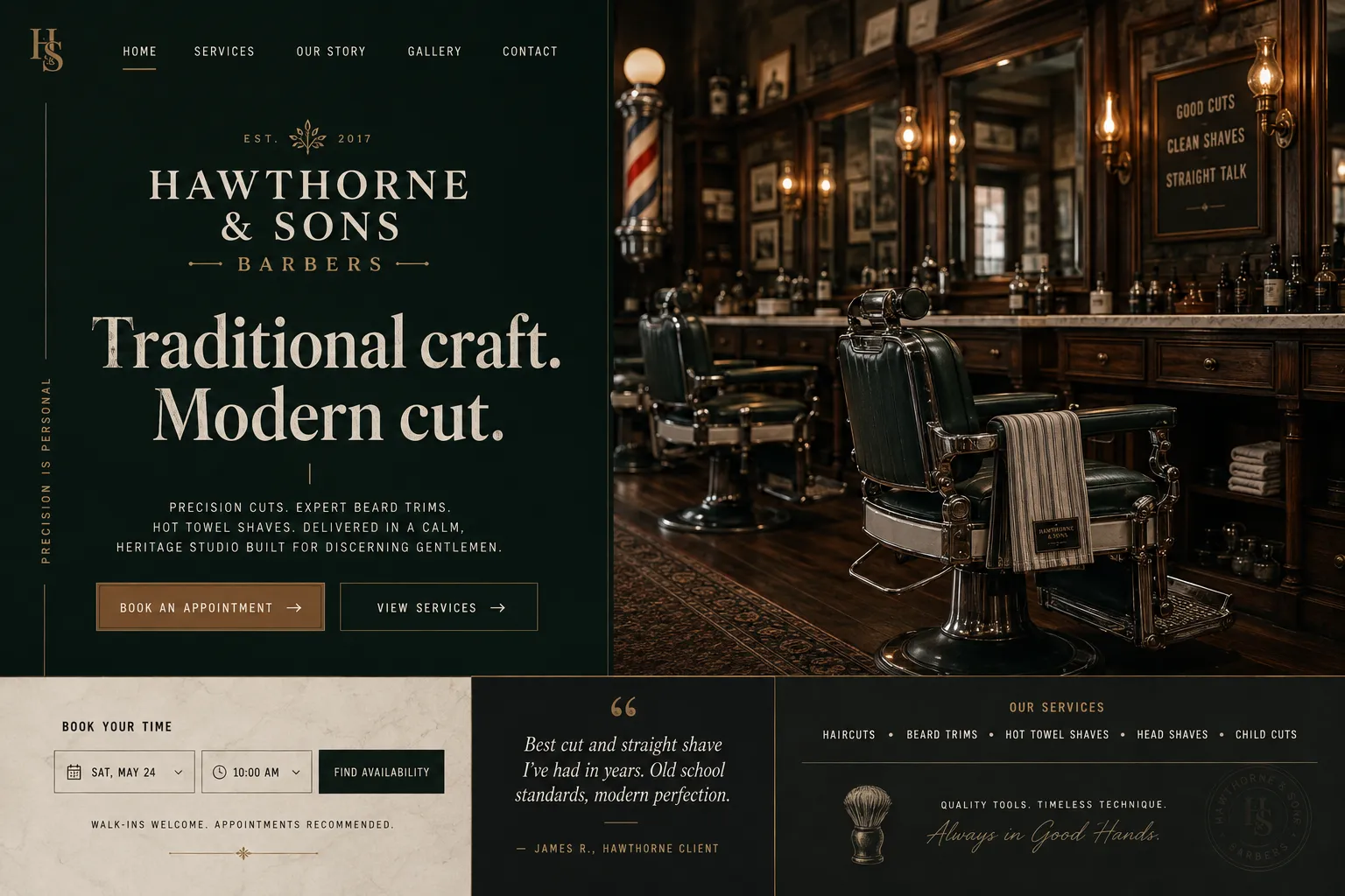 Hawthorne & Sons - barbershop concept site by Loudhook