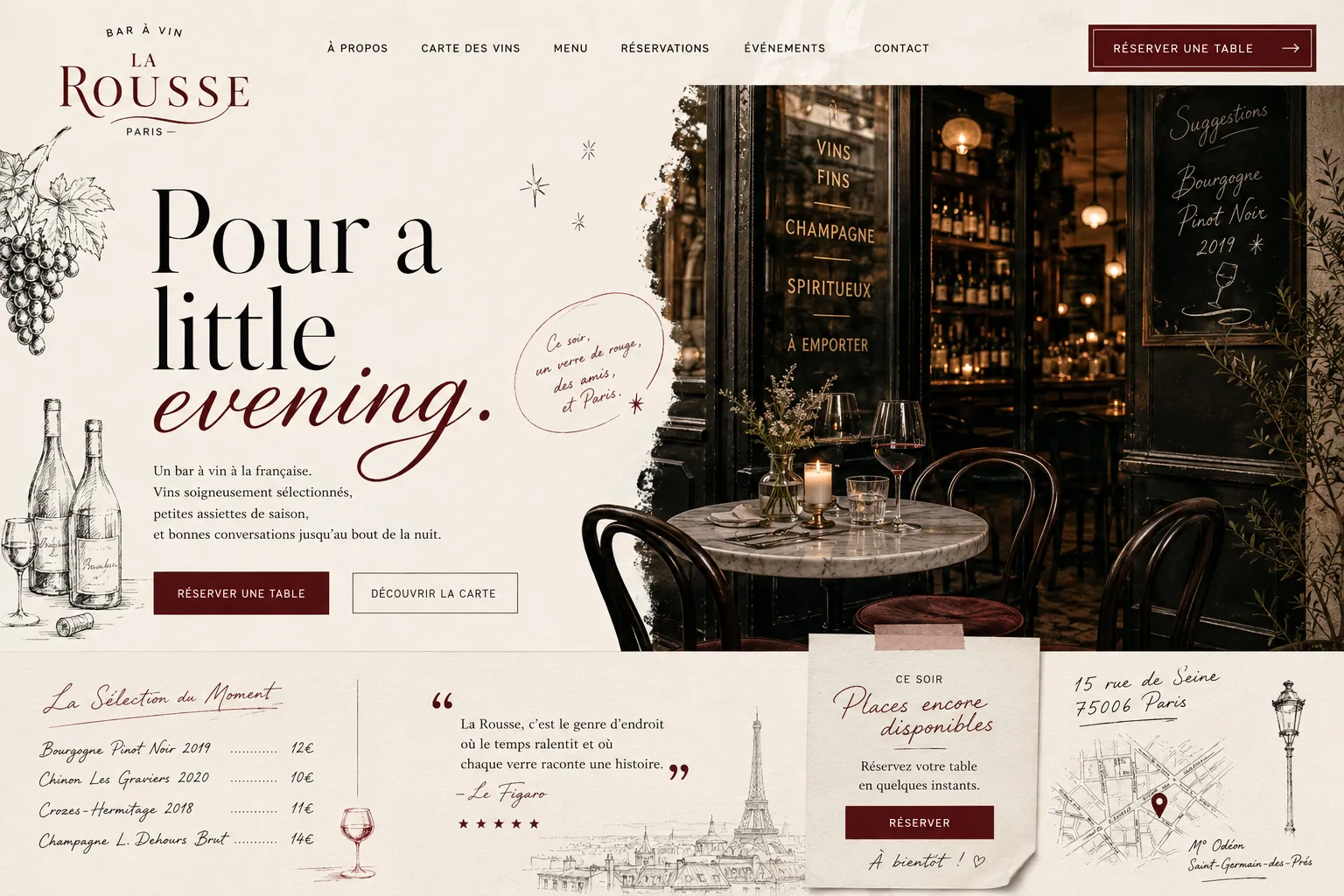 La Rousse - Paris wine bar concept site by Loudhook