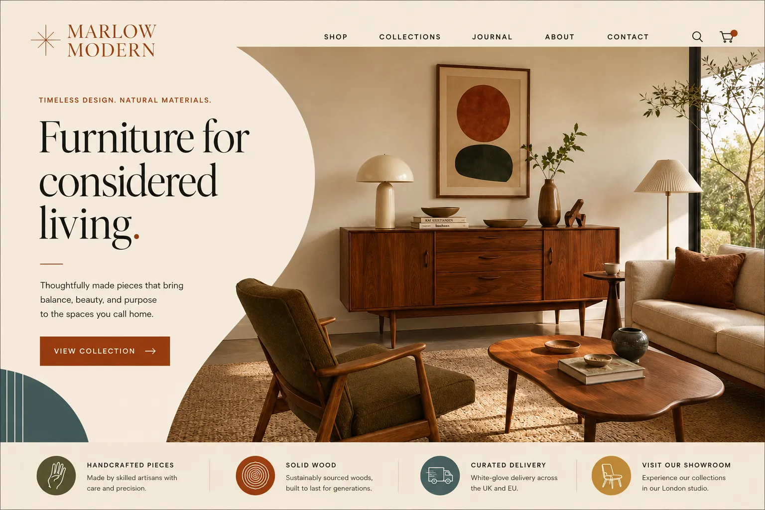 Marlow Modern - mid-century furniture shop concept site by Loudhook