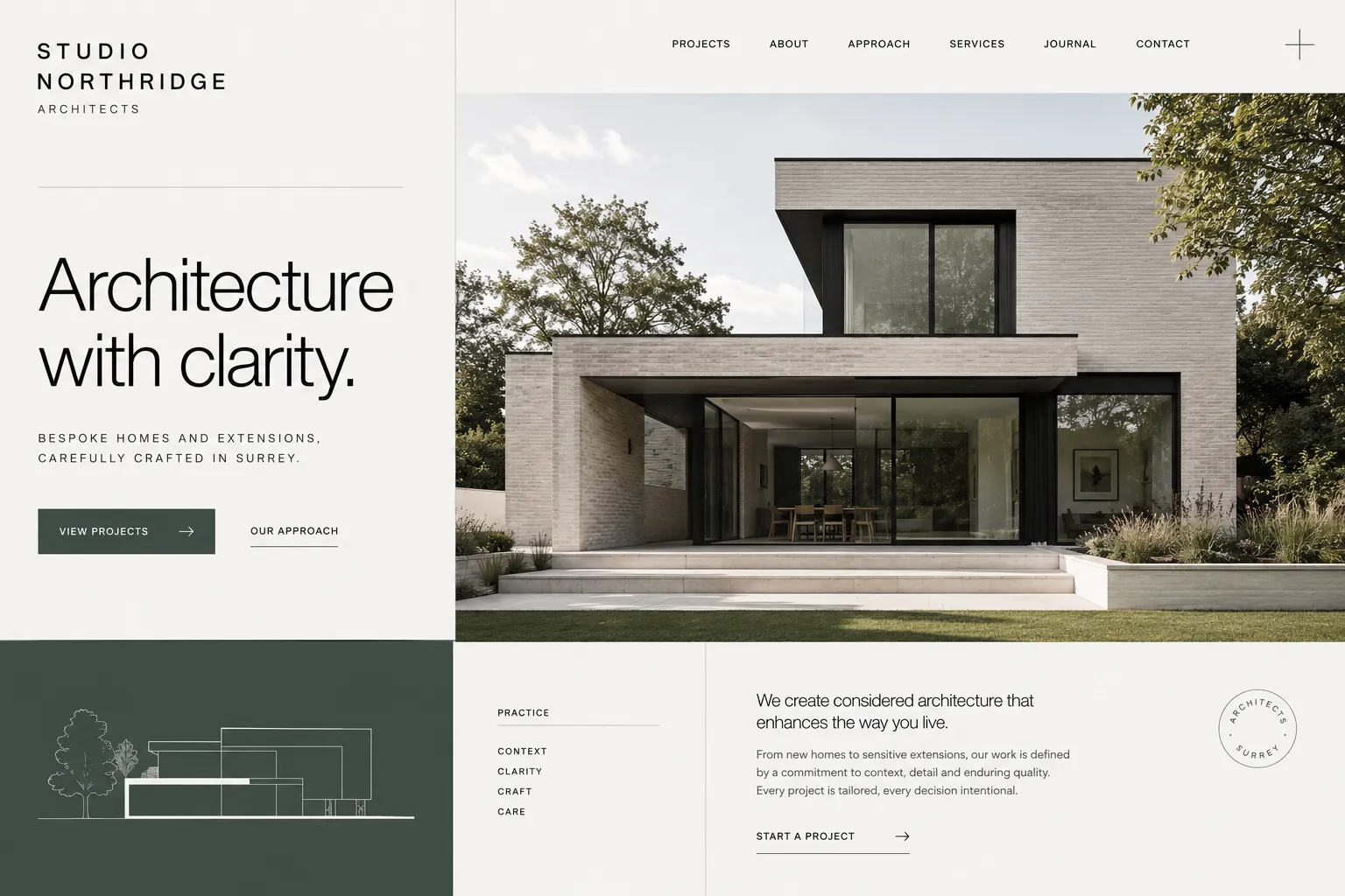 Studio Northridge - architecture practice concept site by Loudhook